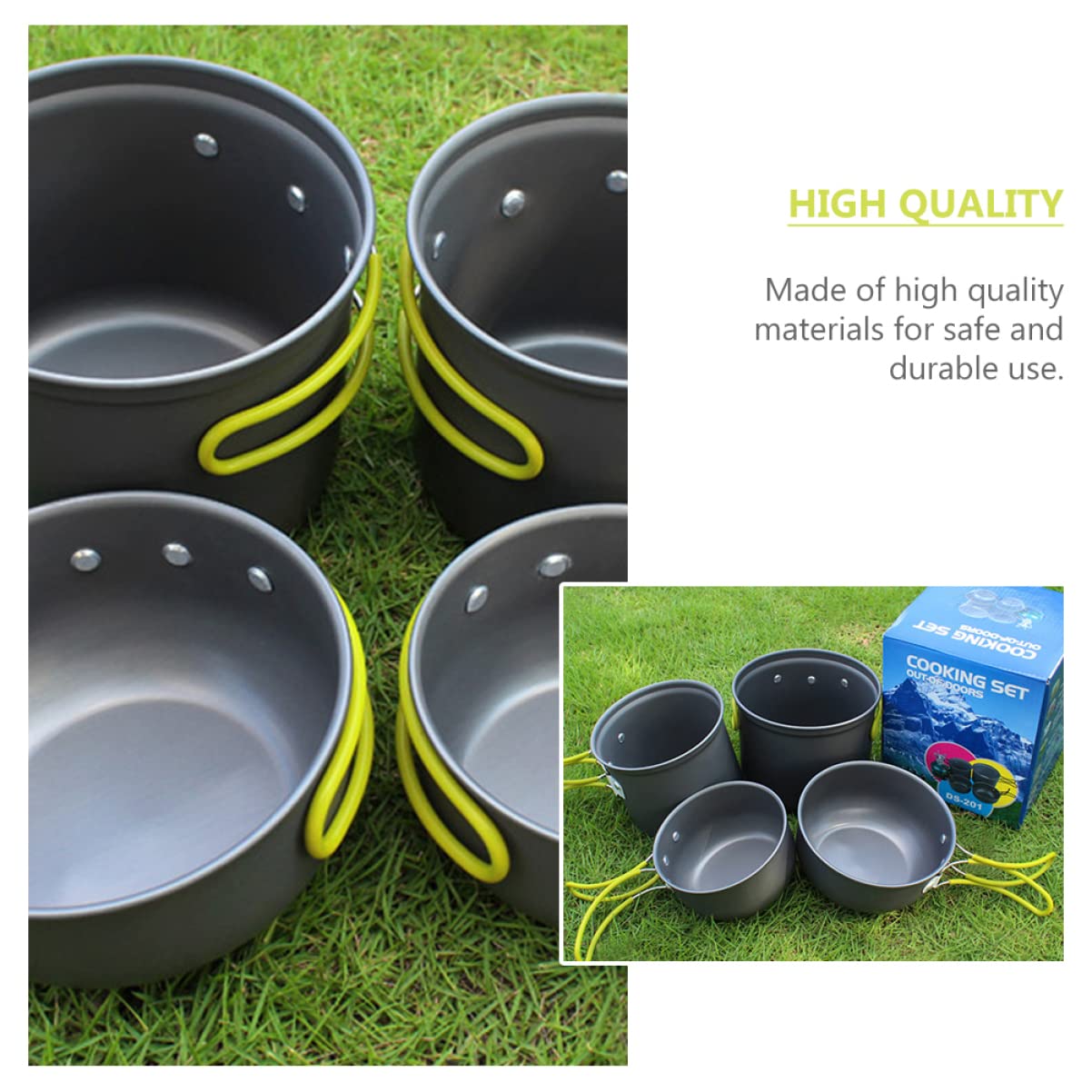 Toyvian Casserole de Camping Léger ustensiles de Cuisine Portable Pot Pliant Trousse de Plein air Cuisson Batterie de Cuisine de Camping Alliage d'aluminium