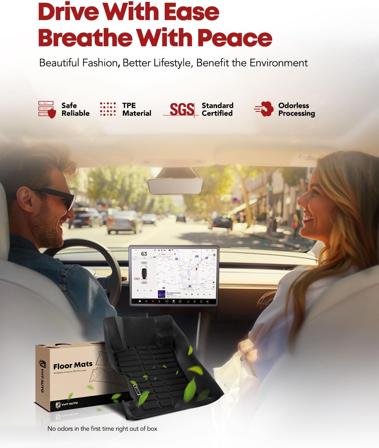 YHTAUTO Floor Mats Fit 2008-2012 Honda Accord 4 Door, TPE All Weather Car Mats Waterproof Anti-Slip Odorless Floor Liner, Interior Car Accessories Front & 2nd Row Liner - Image 3