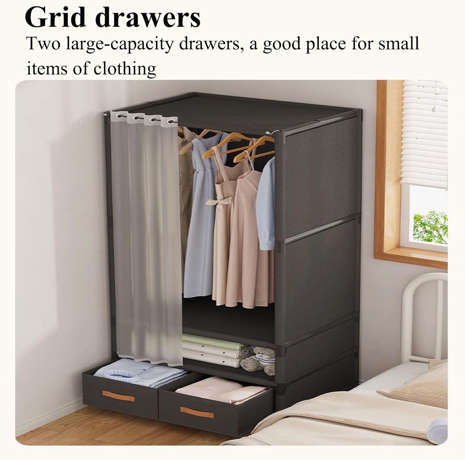 Mesh Yarn Fabric Portable Closet Wardrobe for Hanging Clothes - Easy to Assemble Storage Closet for Home - Wardrobe Portable JUST for You