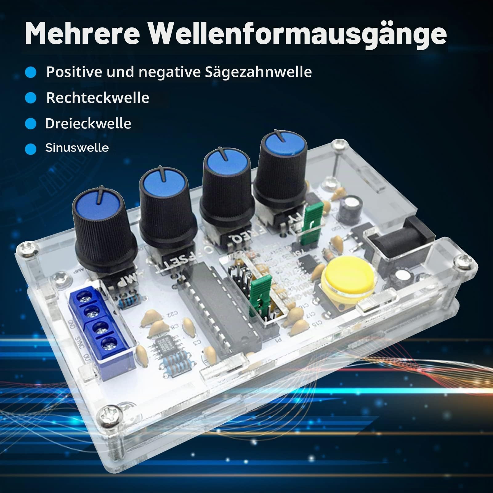 MAX038 Signalgenerator, DIY Kit 1Hz-20MHz Funktionsgenerator kann Dreiecksachse, Rechteckwelle, Sinuswelle und Vorwärts- und Rückwärtssägezahnwelle Ausgeben