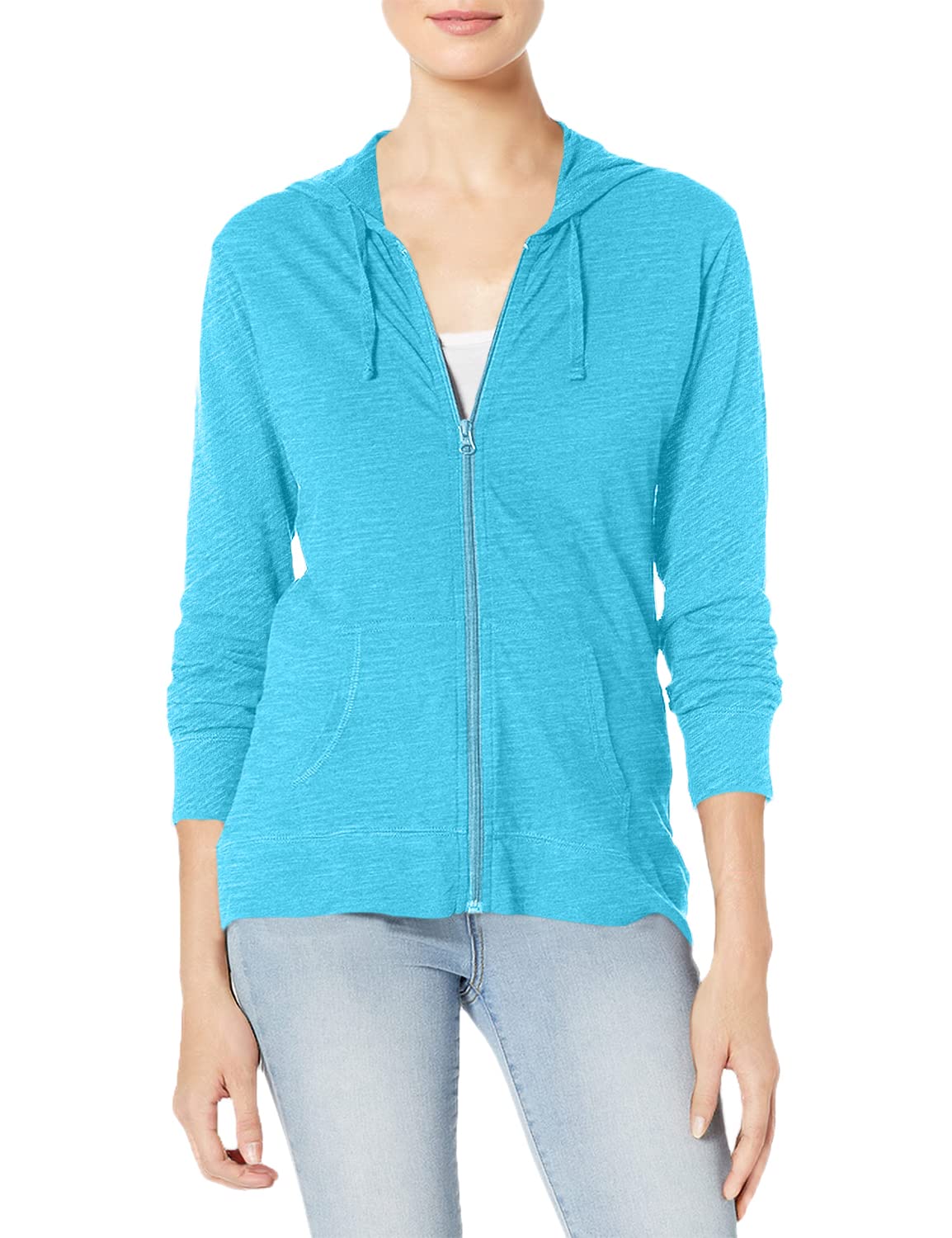 Hanes Slub Knit Full-Zip Hoodie, Textured Cotton Zip-up T-Shirt Hoodie For Women Camisa Mujer (Pack de 1)