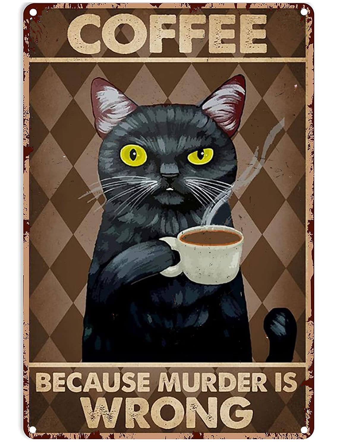 Gqwjksz As Pic Retro Metal Signs Vintage Coffee Because Murder Is Wrong Tin Sign Decoration Vintage Chic Metal Poster Wall Decor Art Gift For Home Bar Cafe Garage Outdoor Man Cave 8X12 Inch