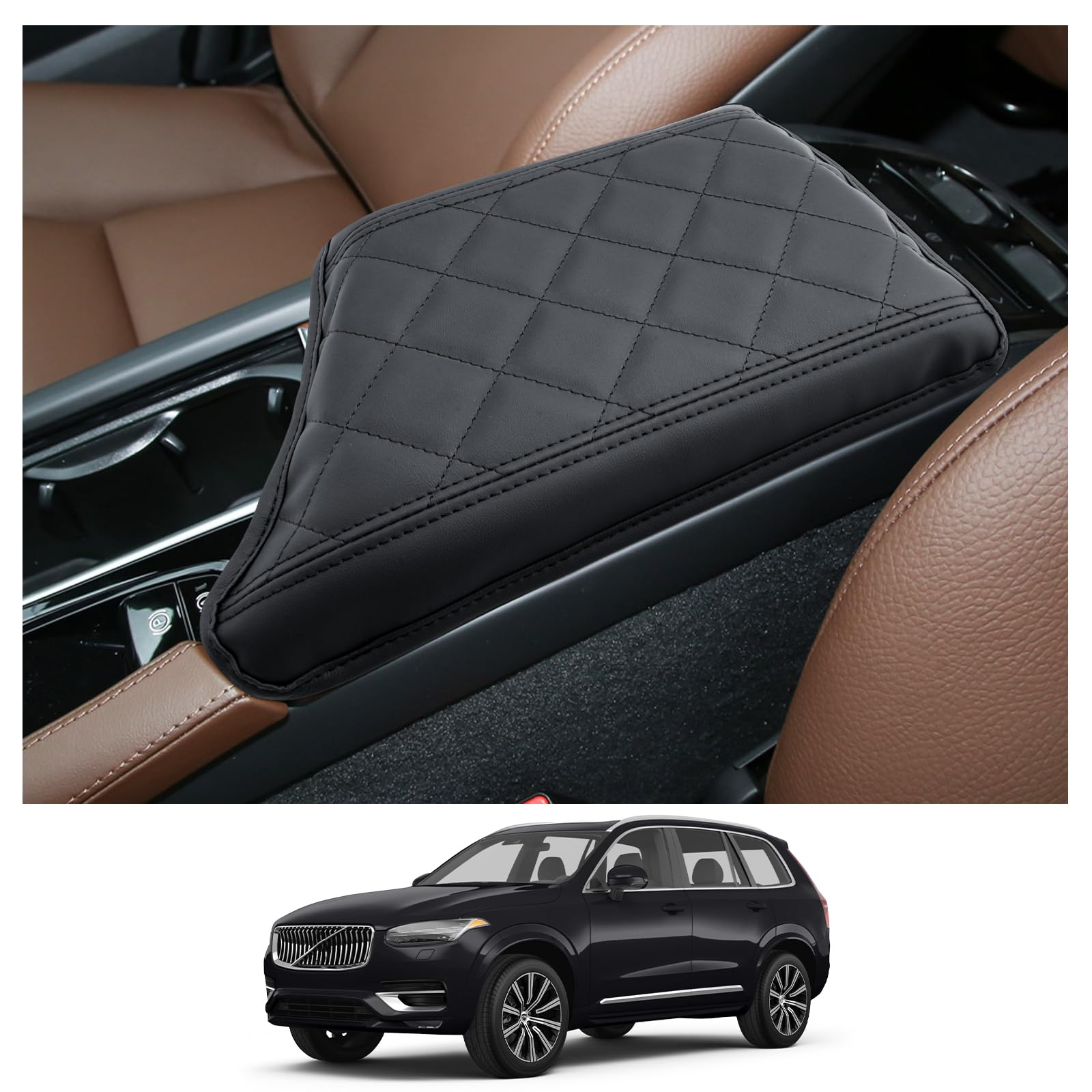 CDEFG Compatible avec Volvo XC90 2016-2023 2024 2025 - Accoudoir central - Protection contre les rayures - Console centrale - En cuir synthétique - Accessoire hybride