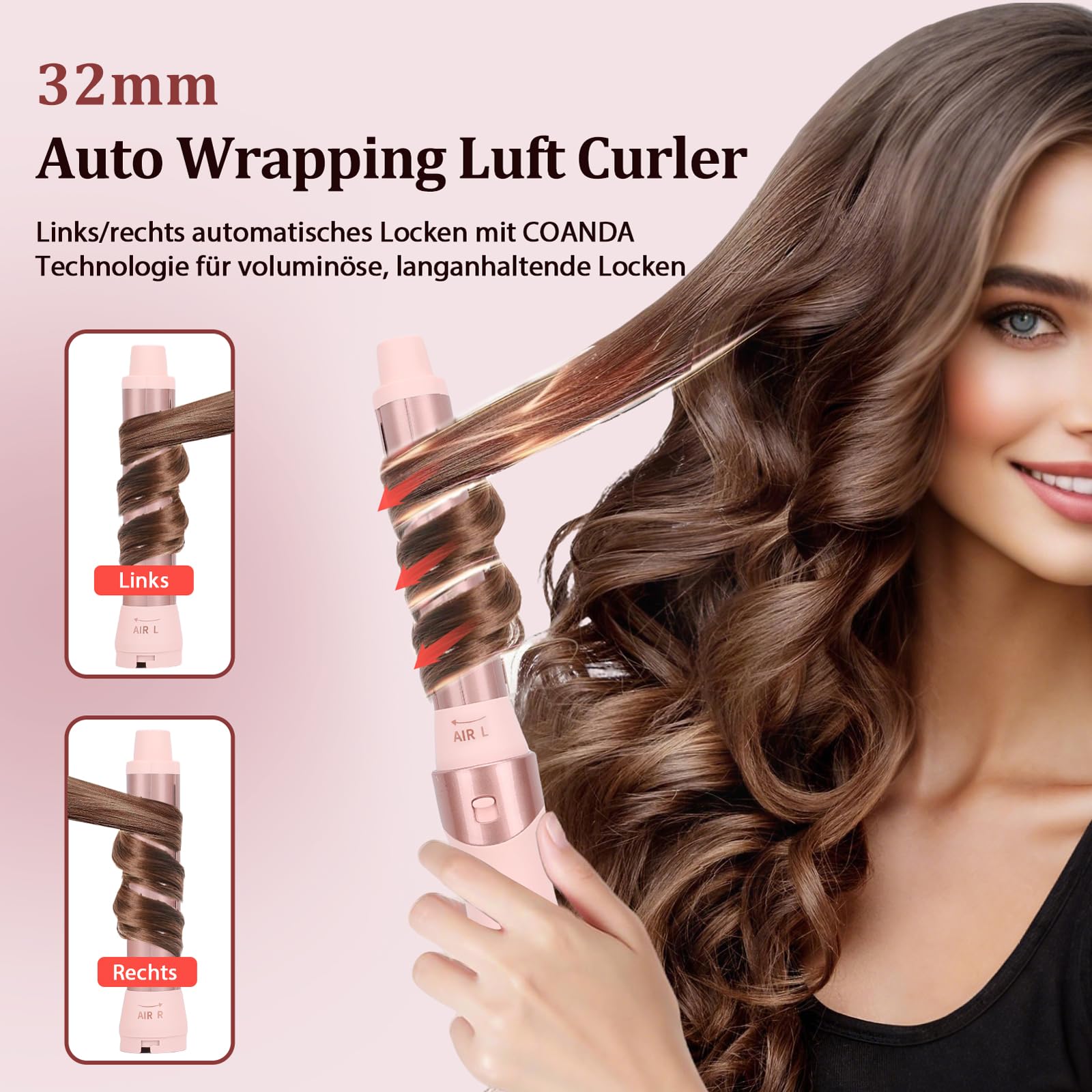 6-In-1 Hairstyler & Airstyler con Ionen, Lockenstab Mit Coanda-Effekt | Multi Hairstyler(Föhn / Warmluftbürste / Glättbürste / Lockenstab), 1200W, 106.000 U/Min, Mit Reisetasche