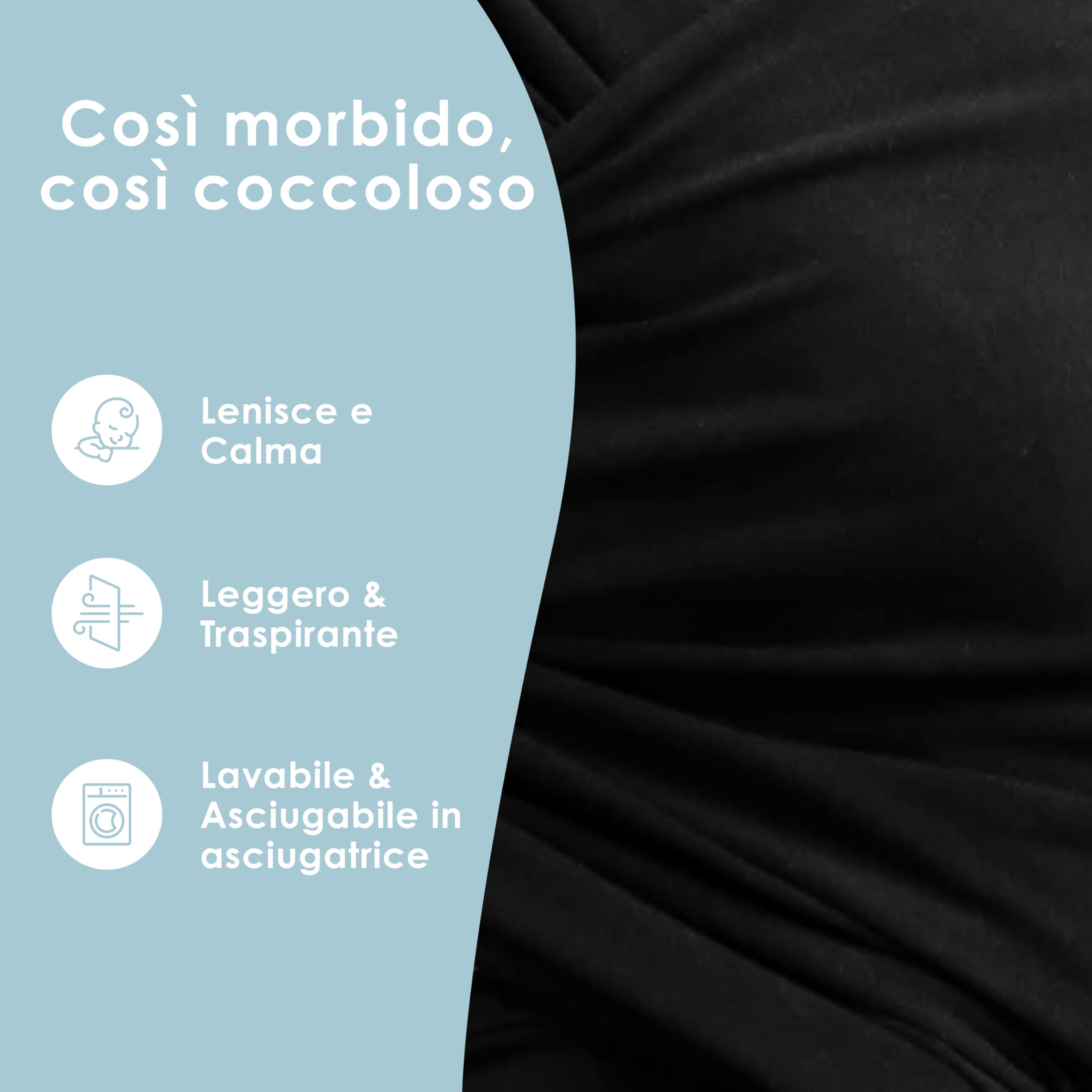 Sleepy Wrap Fascia Neonato Fino a 15 kg - Morbido, Facile da Indossare, Trasporto a Mani Libere, Marsupio Bambino a Fascia Porta Bebé (Nero)