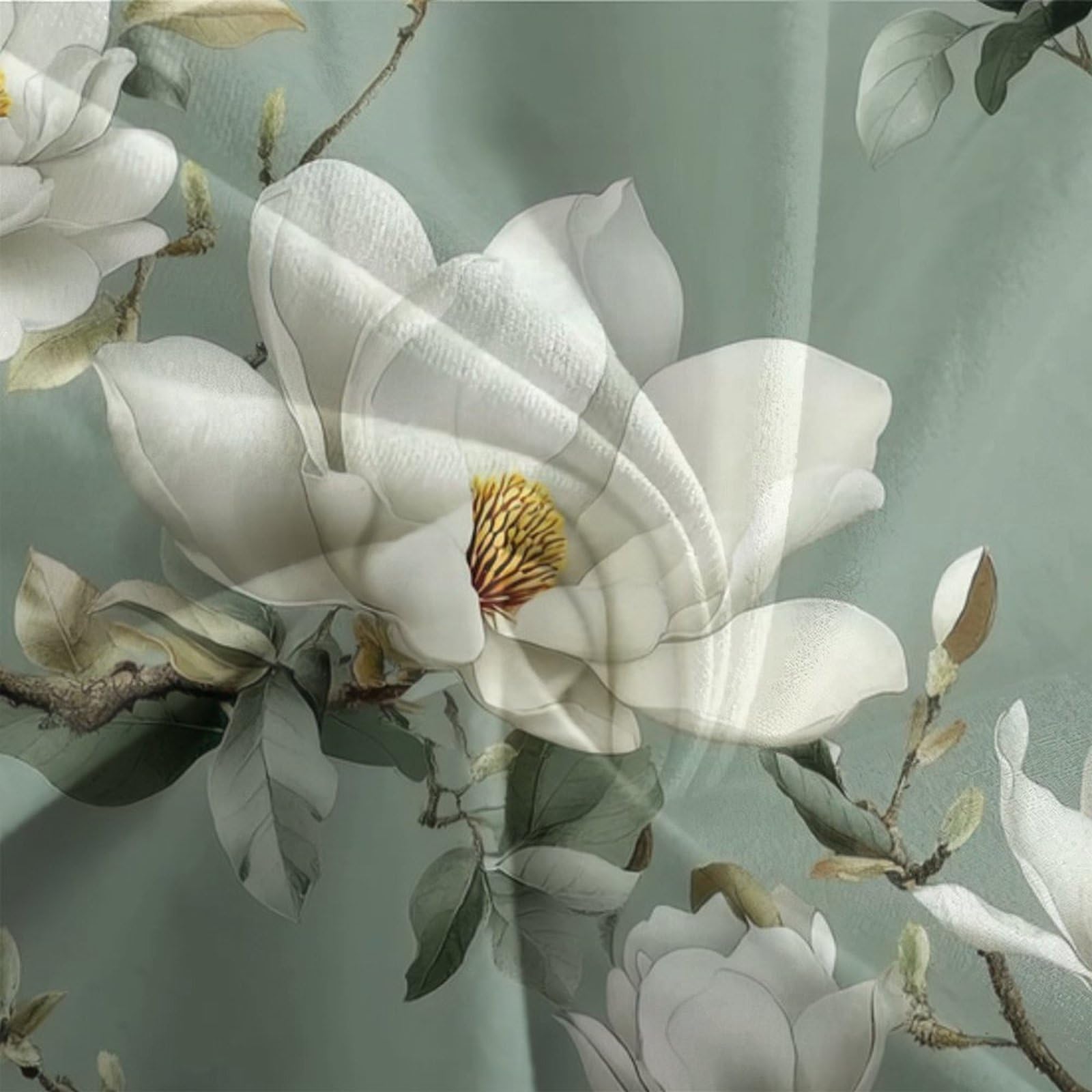 Weiße Magnolia Blüten 3-teiliges Reines Polyester Botanischer Garten Stil Bettbezugset, Versteckter Reißverschluss, Krippenbettwäsche, Babysicher & Gifffrei King（220x240cm）