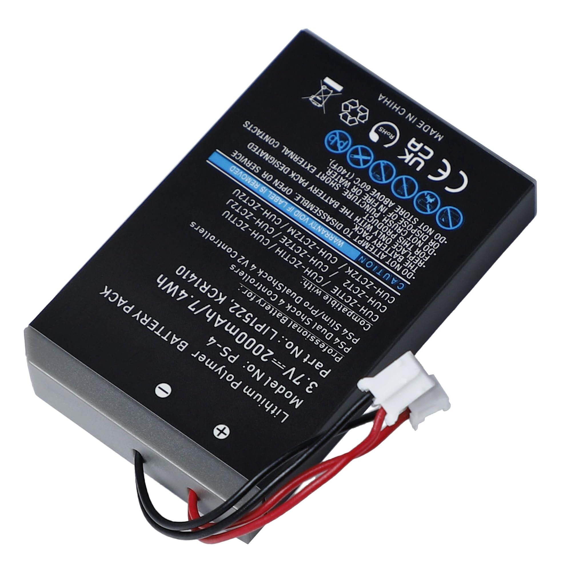 Lot de 2 batteries LIP1522 KCR1410 pour manette Sony PS4 DualShock 4 2000 mAh 3,7 V | Compatible avec DualShock 4 Slim Pro V1 V2, CUH-ZCT2E CUH-ZCT1, manette PlayStation 4, Li-ion