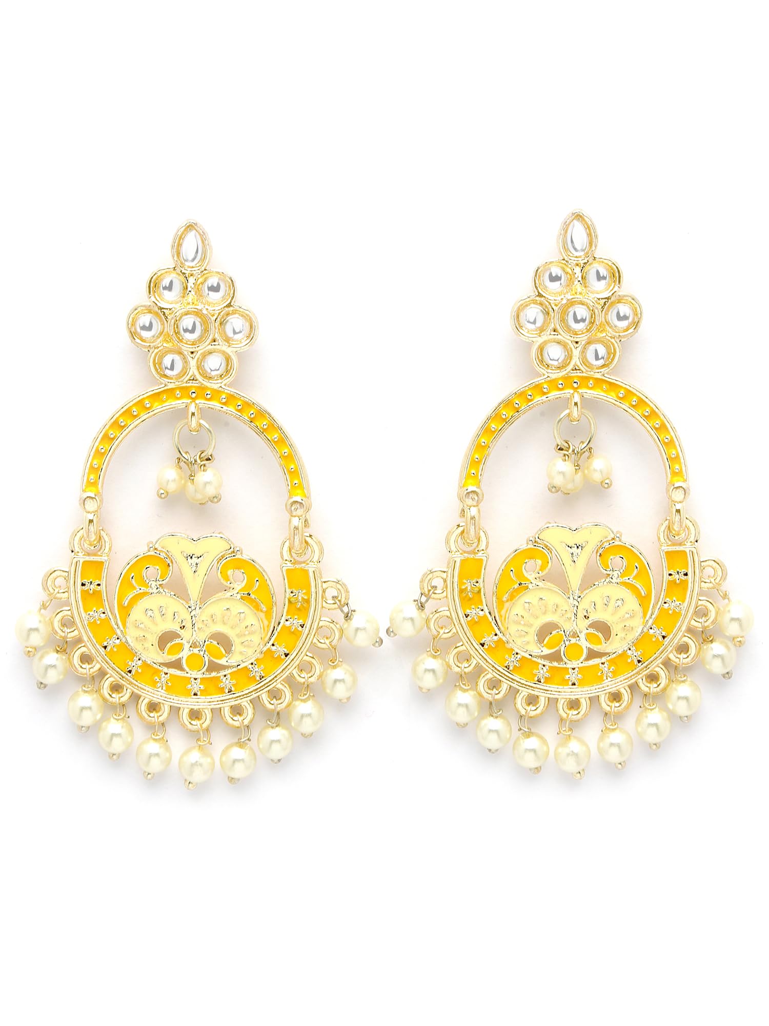 Karatcart Gold Plated Yellow Meena Dangler Earrings for Women (B0CWR9LSCH) Amazon Price History, Amazon Price Tracker
