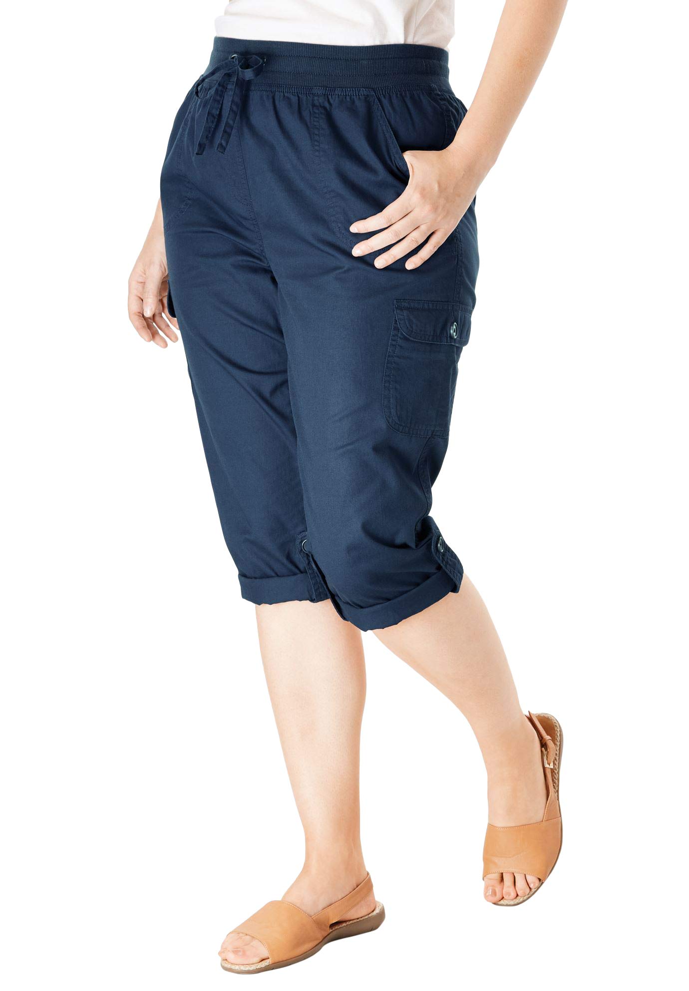 Woman Within Women's Convertible Length Cargo Capri/Bermuda Pants
