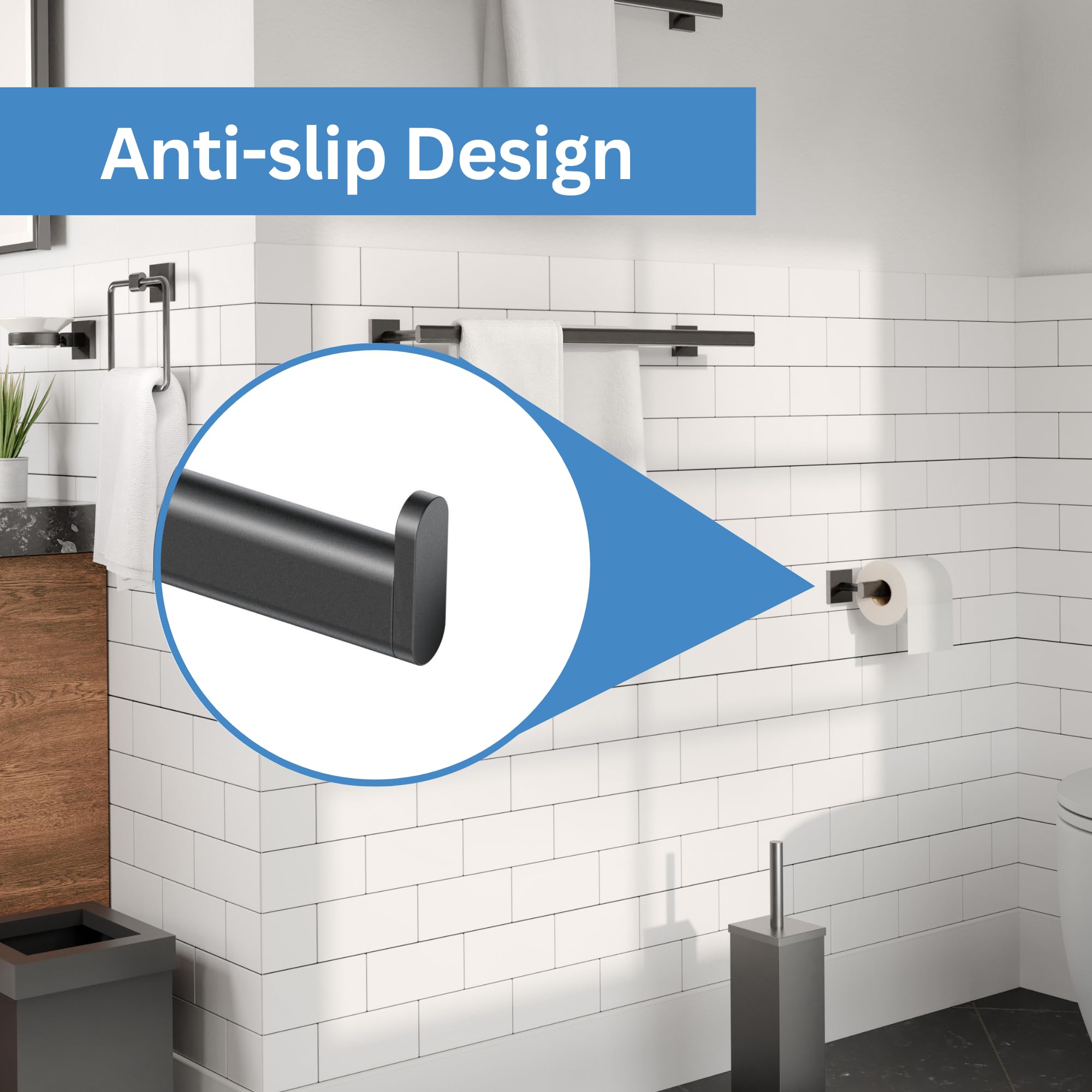 Gatco 5653MX A-Line Toilet Paper Holder, Matte Black, Single Post - Image 3