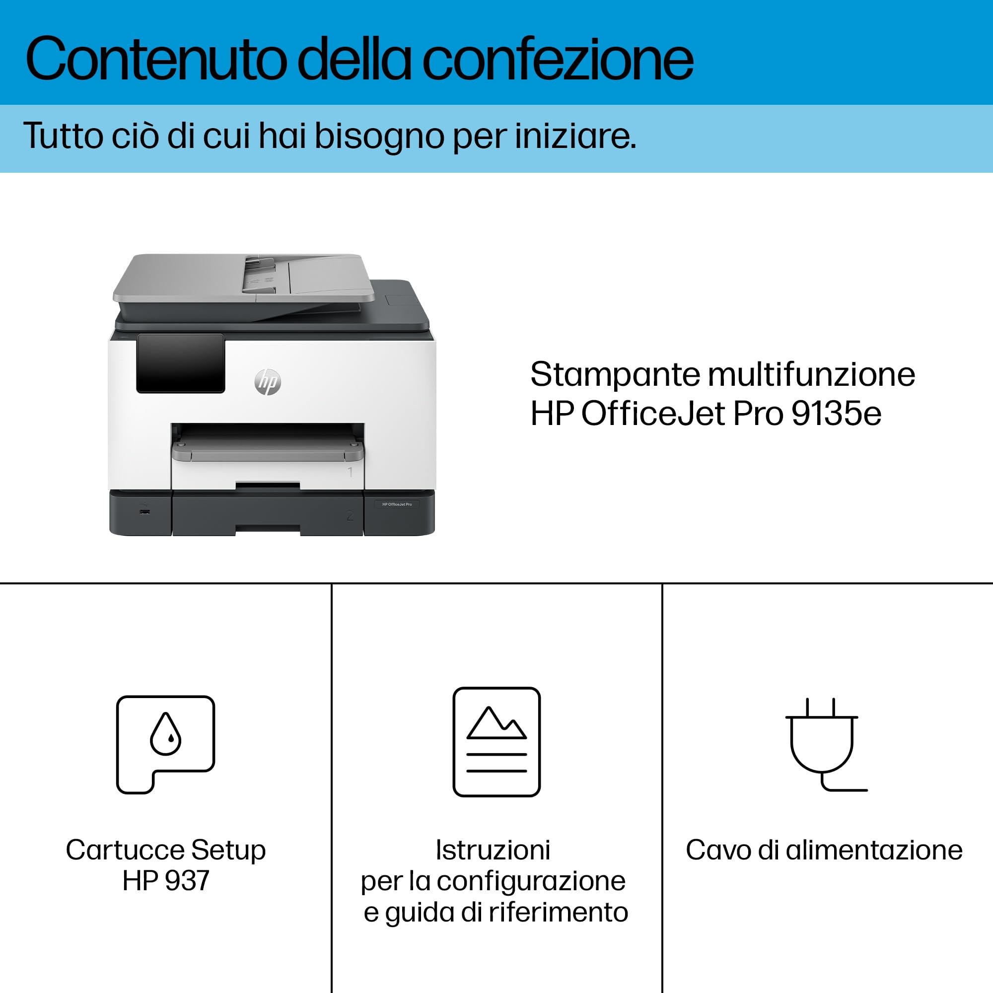 HP OfficeJet Pro 9132e 404M5B, Stampante Multifunzione a Getto d'Inchiostro A4 a Colori, Fronte e Retro Automatico, 25 ppm, Wi-Fi, Smart, 3 Mesi di Inchiostro Instant Ink Inclusi, Grigia