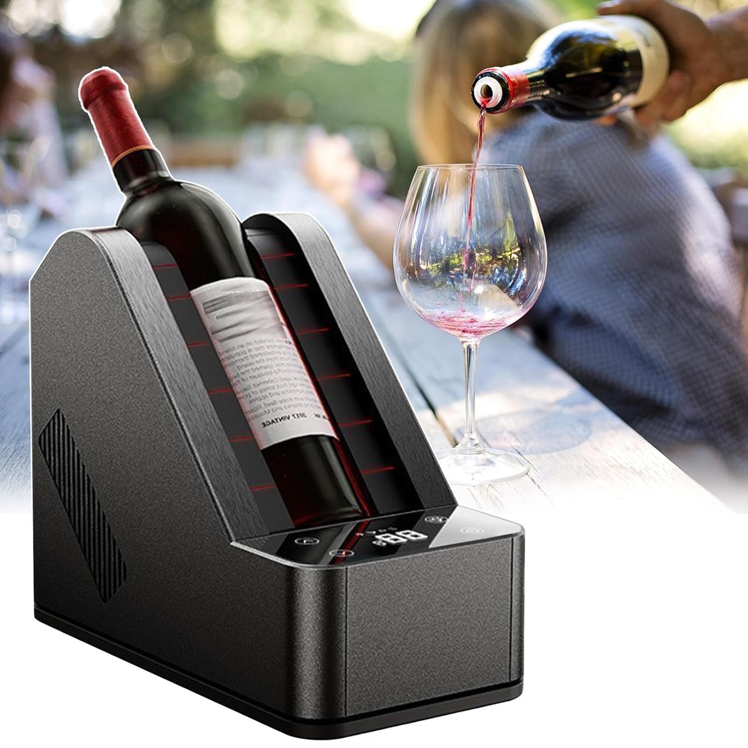 Enfriador De Vino para Una Sola Botella, Enfriador Portátil Sin Hielo, Compartimento Congelador De 96 Mm, Ajuste De Temperatura De 0 a 20 °C, Ideal para La Cocina, El Bar, La Autocaravana