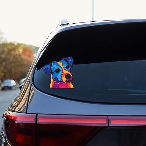 Miniatura 8 de Calcomanías coloridas de perro pastor alemán en diseño artístico, calcomanías duraderas para ventanas, paredes, puertas, computadoras portátiles,