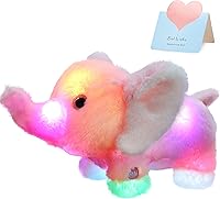 Vista 1 de Athoinsu Juguete de peluche suave de elefante iluminado con luz nocturna LED día del niño día de San Valentín cumpleaños para niños pequeños rosa 12