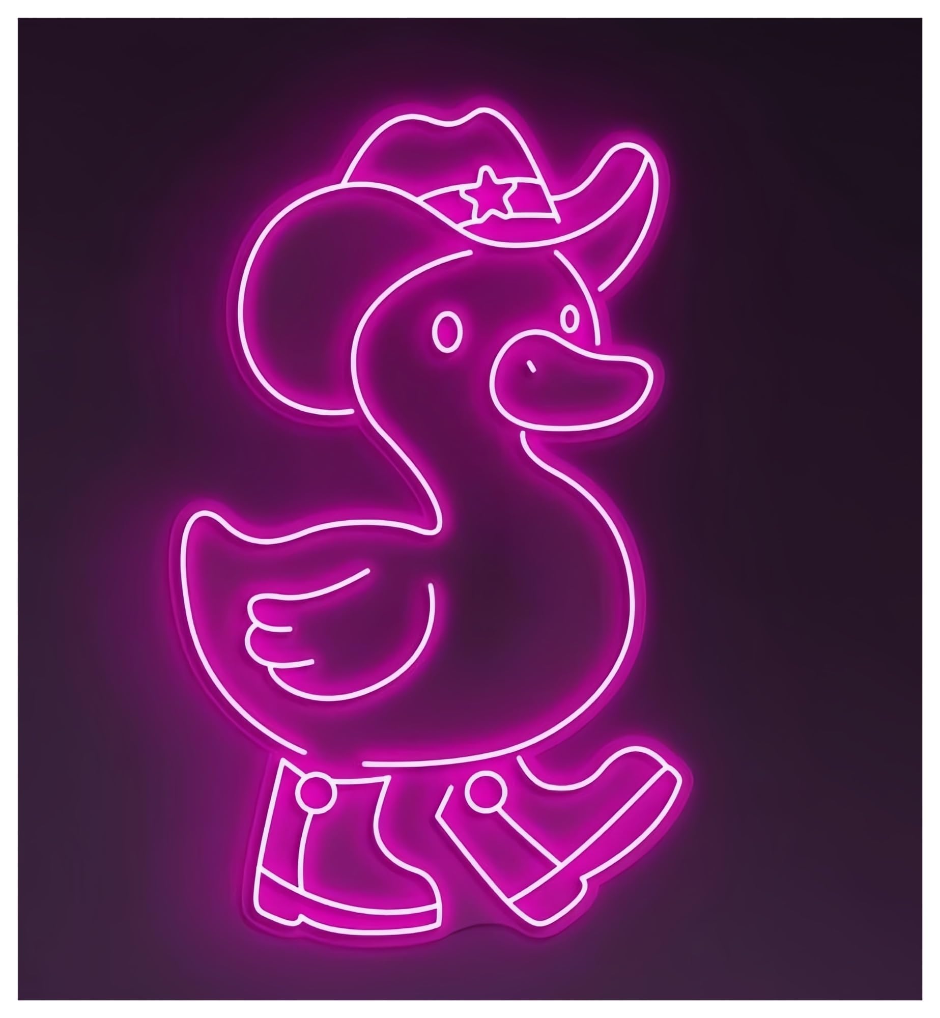 SHOUXI Sign Lamp Cute Cowboy Duck Neon Sign Wall Decor Animal Shop Wall Art Nursery Room Wall Decor Kids Room 48cm(C)