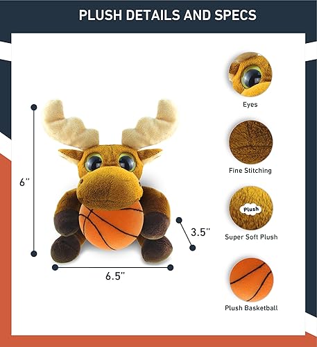 Miniatura 3 de DolliBu Peluche de alce con peluche de baloncesto, alce suave y abrazable, adorable juguete de peluche para jugar, juguete de peluche personalizado