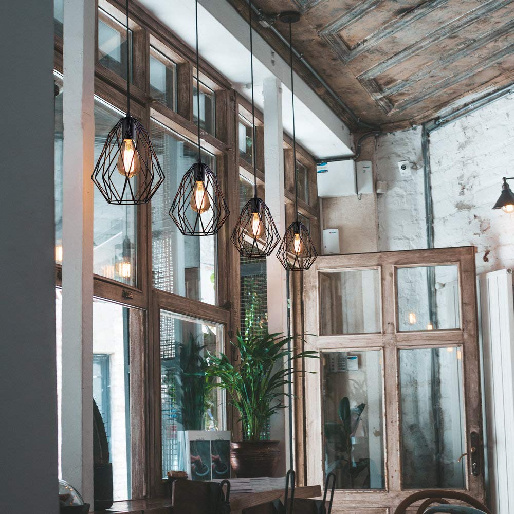 IDEGU Vintage Pendelleuchte Mit Käfig-Design – E27 Deckenlampe In Schwarz Für Wohnzimmer & Mehr