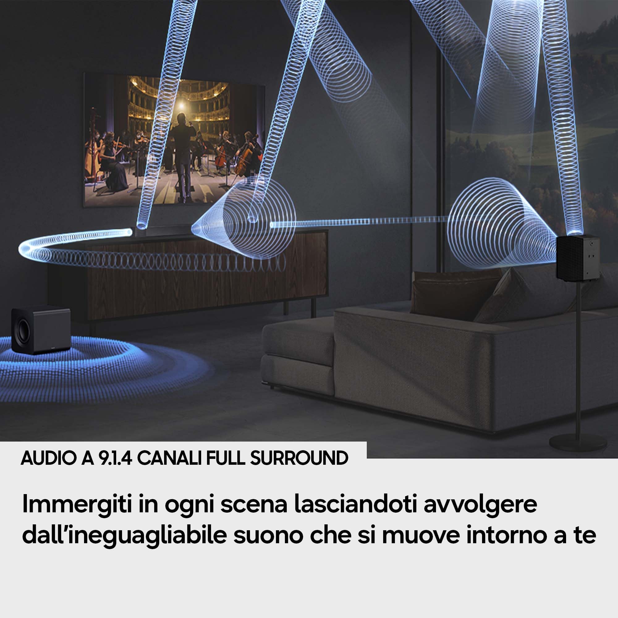 Samsung Q-serie Soundbar HW-Q930H/XC 9.1.4 Canali, Full Surround Subwoofer, Rear Speaker, Wireless Dolby Atmos, Q-Symphony, SpaceFit Sound Pro, Connessione TV Wireless, 2026