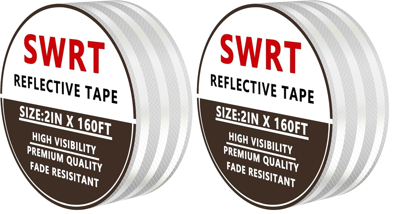 SWRT 2 Inch X 160 FT Reflective Tape Outdoor Waterproof DOT-C2 Fade Resistant White Reflective Tape Strong Adhesive Safety Warning Tape Reflector Conspicuity Tape for Trailer Trucks Bikes (Pack of 2)