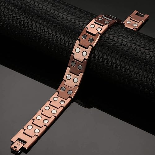 Miniatura 5 de MagEnergy Copper Bracelet for Men, 99.9% Pure Copper Magnetic Bracelet with Double Row Magnets Adjustable Jewelry Gifts