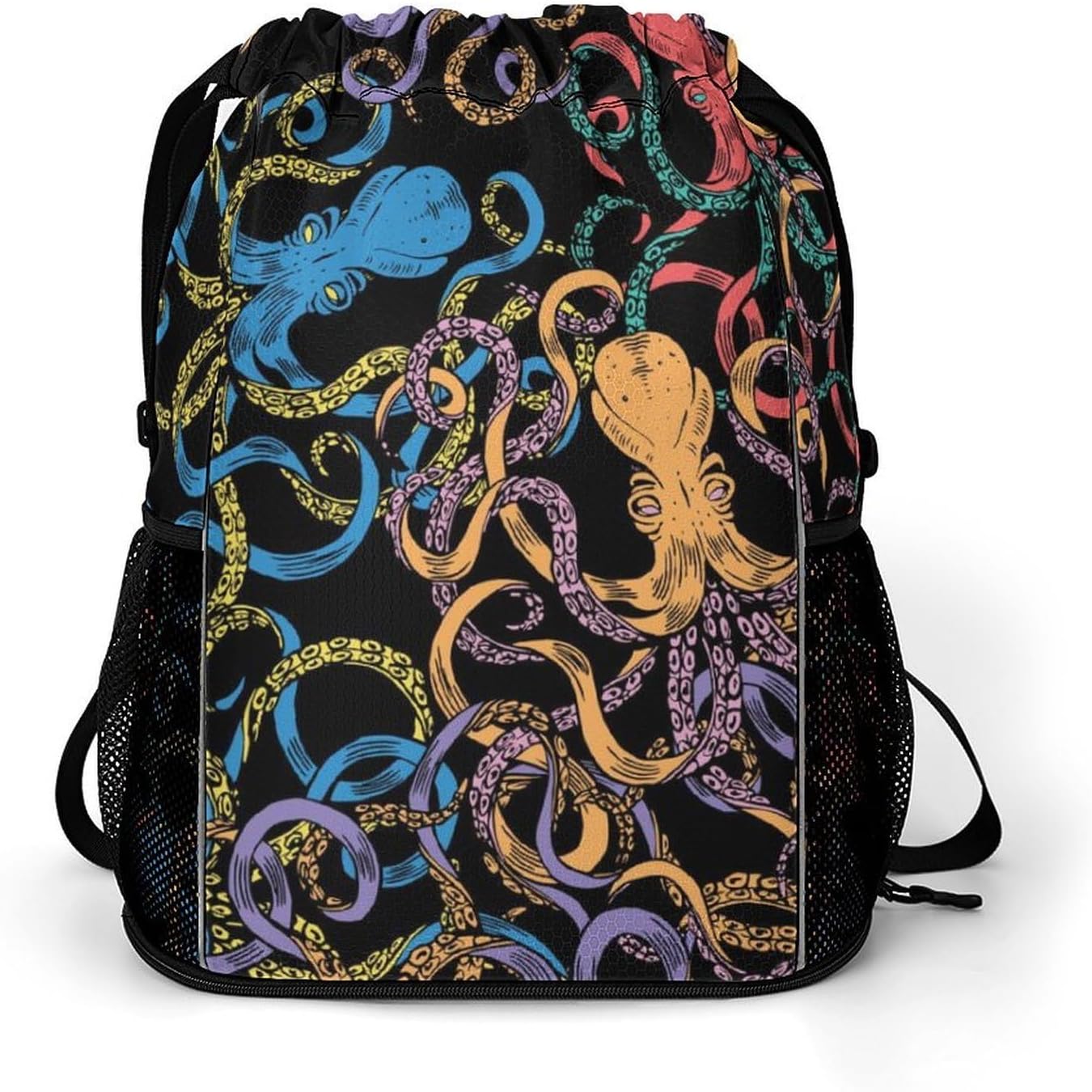 Color Doodle Octopus Drawstring Backpack Sports String Bag Gym Sackpack for Basketball Sport Beach