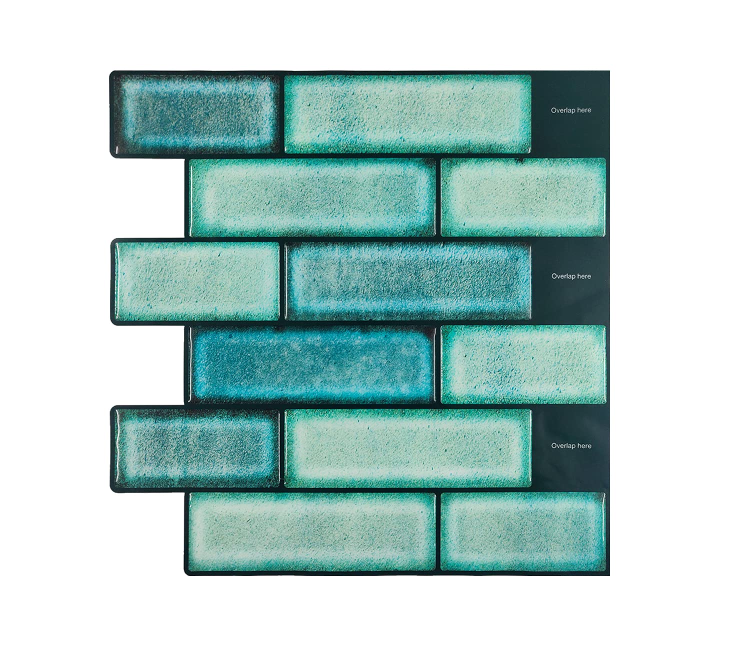 Dalle adhésive 3D haut de gamme effet faïence MOSAICOWALL Aquagreen pour intérieur