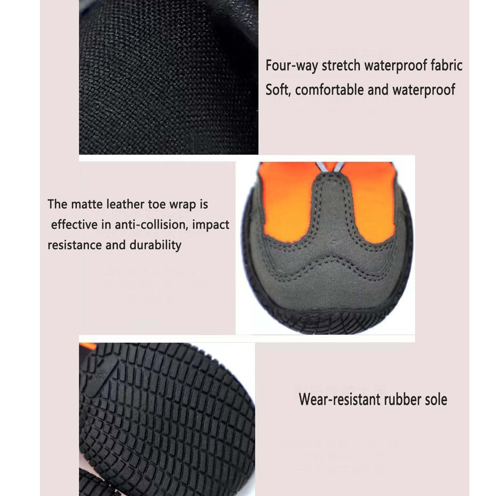 JUSHZ Hundeschuhe Pfotenschutz Dog Shoes Hund Schuhe Große Hunde 4er-Set Abriebfester Anti Rutsch Gegen Hitze rutschfeste Bequeme Verschleißfeste Laufschuhe Für Haustiere Atmungsaktiv (1,orange)
