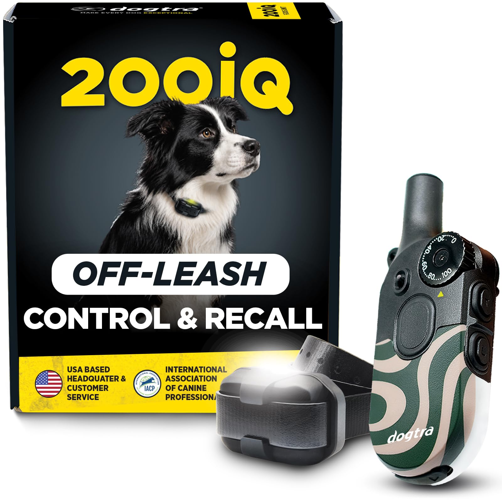 Dogtra 200iQ Remote Training E Collar – 100 Levels, Tone, Vibration, 1/2 Mile Range – Compact, Waterproof, One-Handed Control for Dogs 10 lbs+ – Lightweight Design for Daily Training – Cafe Swirl