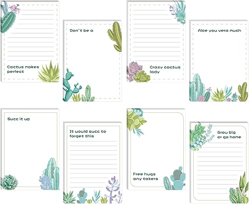 Miniatura 1 de Geyee 8 blocs de notas divertidos de cactus, bloc de notas para plantas, suministros de oficina, lindo bloc de notas con forro novedoso, bloc de