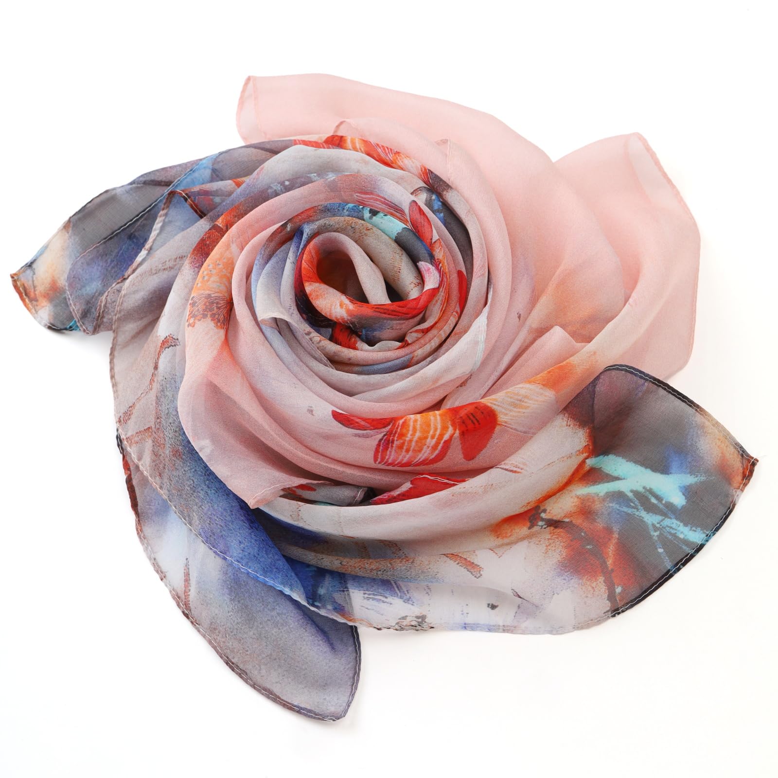 JWSilk Sciarpa lunga in chiffon di seta con stampa floreale