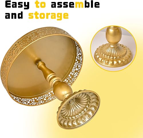 Miniatura 7 de 3 paquetes de soporte redondo dorado para tartas, juego de mesa de postre, plato de pastelería para cupcakes de frutas de caramelo para bodas,