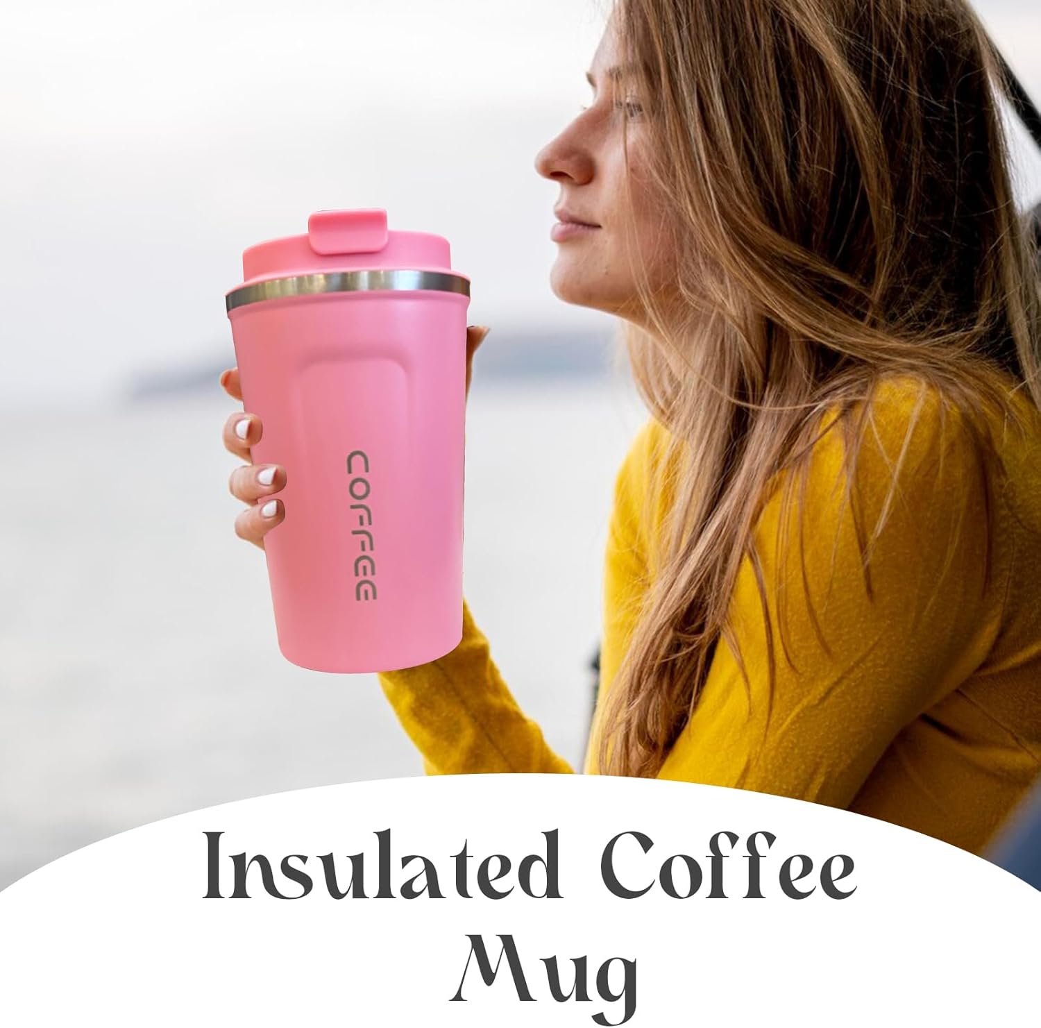 YINBAOGE Insulated Travel Coffee Mug, Spill & Leak Proof, Portable To Go Camping Stainless Steel Coffee Tumbler, Reusable Thermal Coffee Cup with Lid for Hot & Cold Drinks (2nd-Pink, 12 OZ) - Image 6