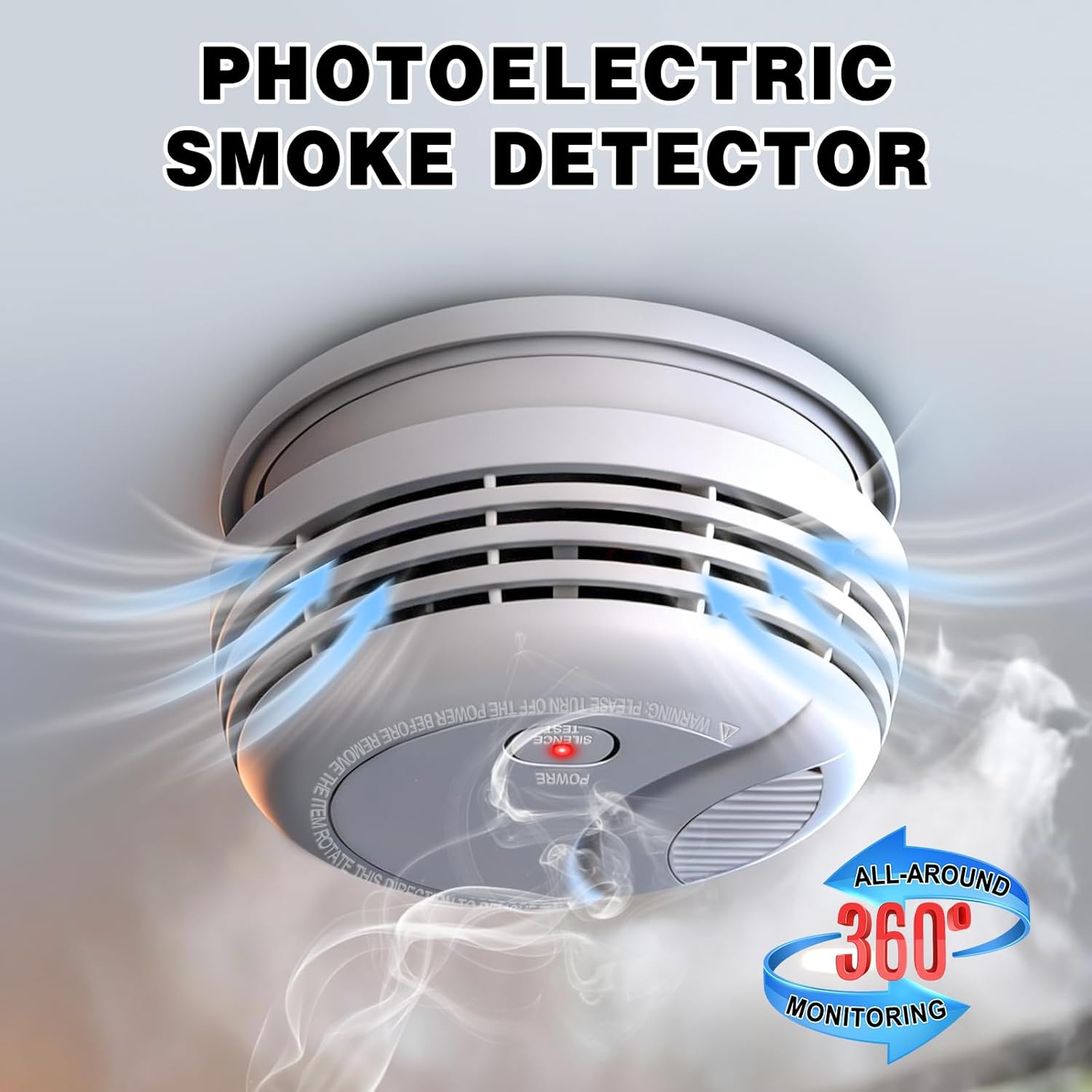 Smoke Detectors, 6 Pack Photoelectric Interconnected Smoke Detector, 10-Year Battery Powered Wireless Interlinked Smoke Detectors&Fire Alarms(up to 200), LED Warning Light 85 dB Alarm Sound