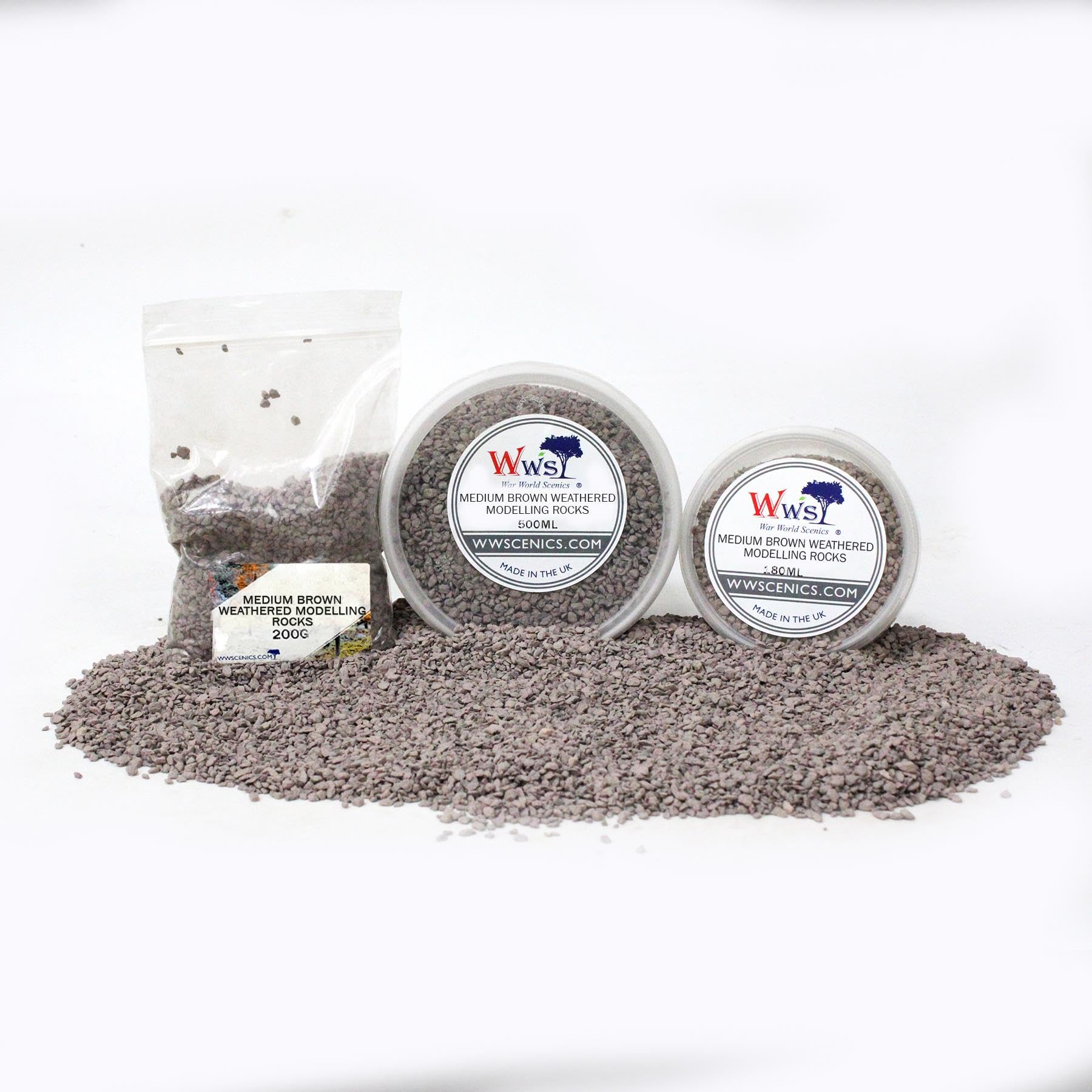 WWS War World Scenics – Rocce Marroni Medi 1-3mm Per Modellismo | 500ml Di Materiale Base Per Diorami, Wargame E Treni