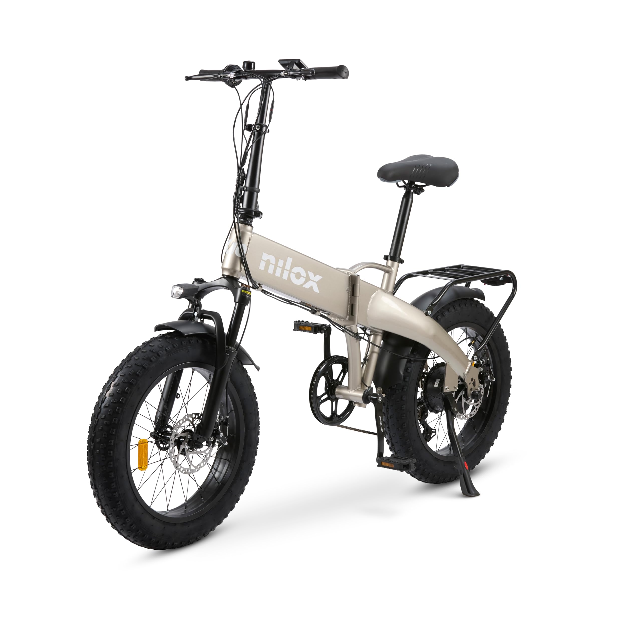 Nilox, Ebike X10, Bici Elettrica Pieghevole, Fino a 70 km di Autonomia, Fino a 25 Km/h, Motore da 36 V/250 W e Batteria Removibile 36V-13 Ah, Gomme FAT 20"x4", Cambio a 6 Velocità, Colore Grigio