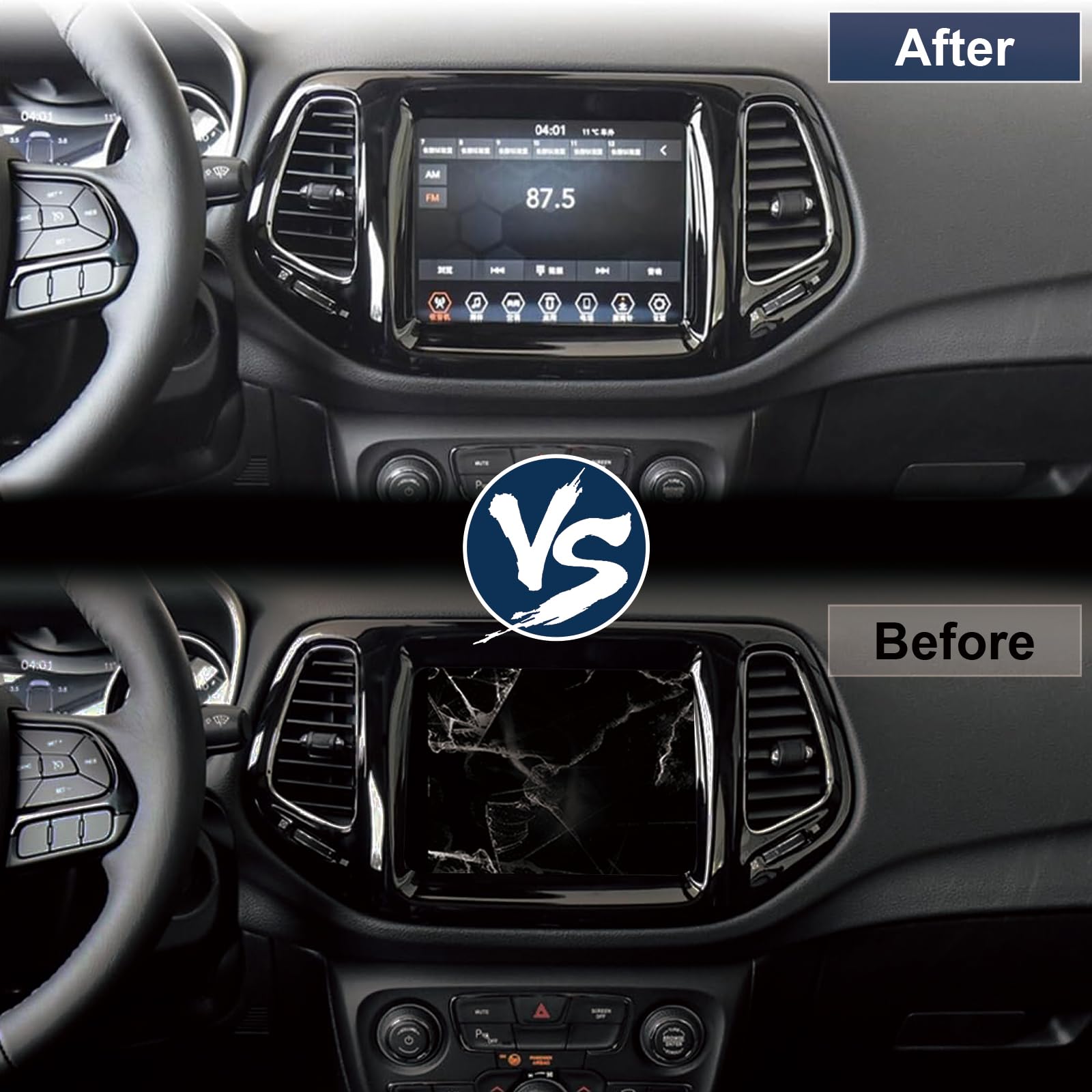 Touch Screen per Jeep Compass Radio Navigation 2017-2020 Digitazer, Parte Numero TDO-WXGA0700K00033-V2 TDO-WXGA0700K00057-V1 Touchscreen Pannello Vetro (7", Not per Uconnect 4C / UAQ/UAS)