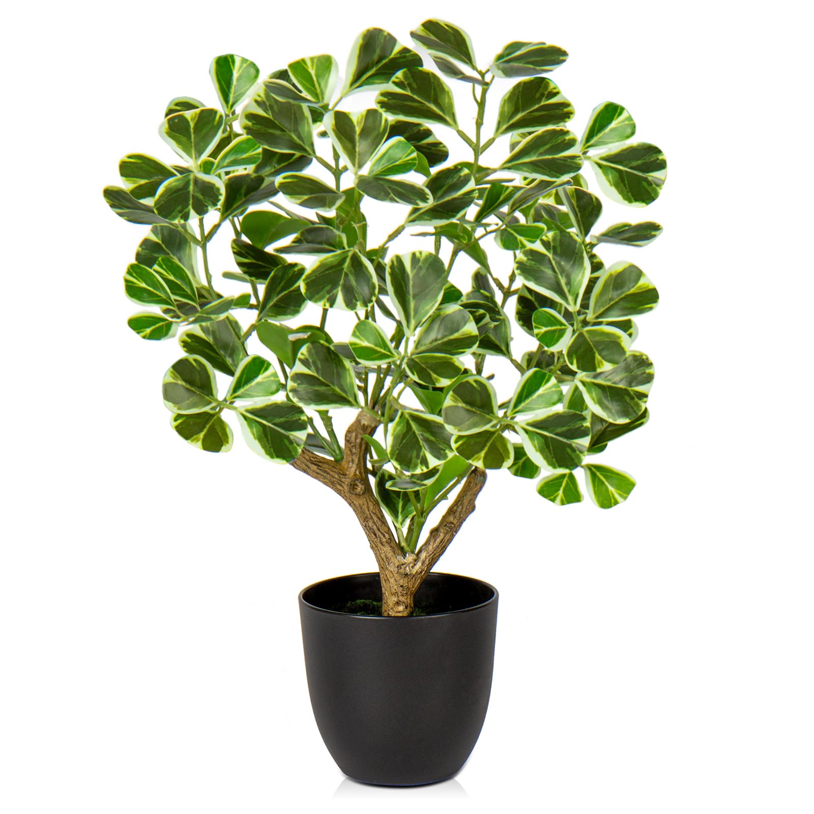 Briful 43CM Kunstpflanze Wie Echt Künstliche Ficus Pflanzen in Schwarzem Topf Dekopflanze für Fensterbank Wohnzimmer Badezimmer Dekoration