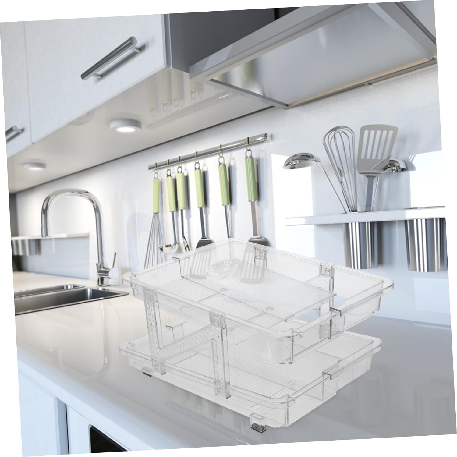 Refrigerator Can Organizer Bin Transparent Dual Drink Holder for Soda and Beer Cans Space-saving Beverage Storage for Kitchen and Pantry