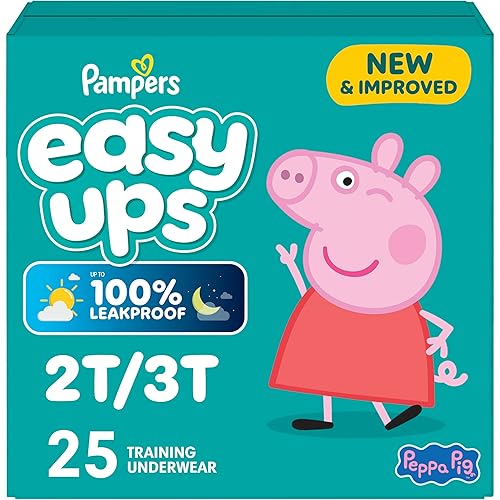 Pampers Training Pants - Easy Ups Girls & Boys Size 2T-3T, 25 Count, Peppa Pig Potty Underwear (Packaging May Vary)