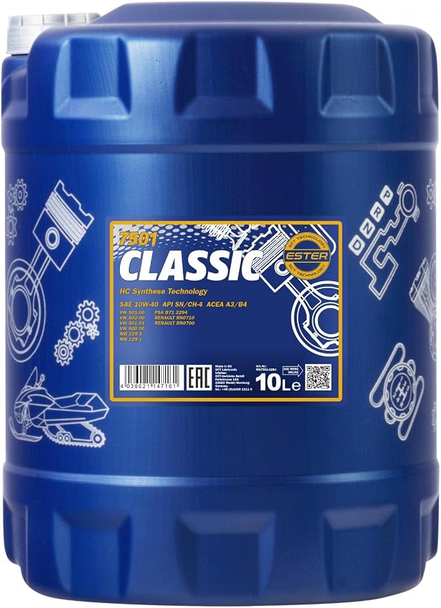 MANNOL 7501 Classic Motoröl 10W-40, 10L, für Benzin- und Dieselmotoren