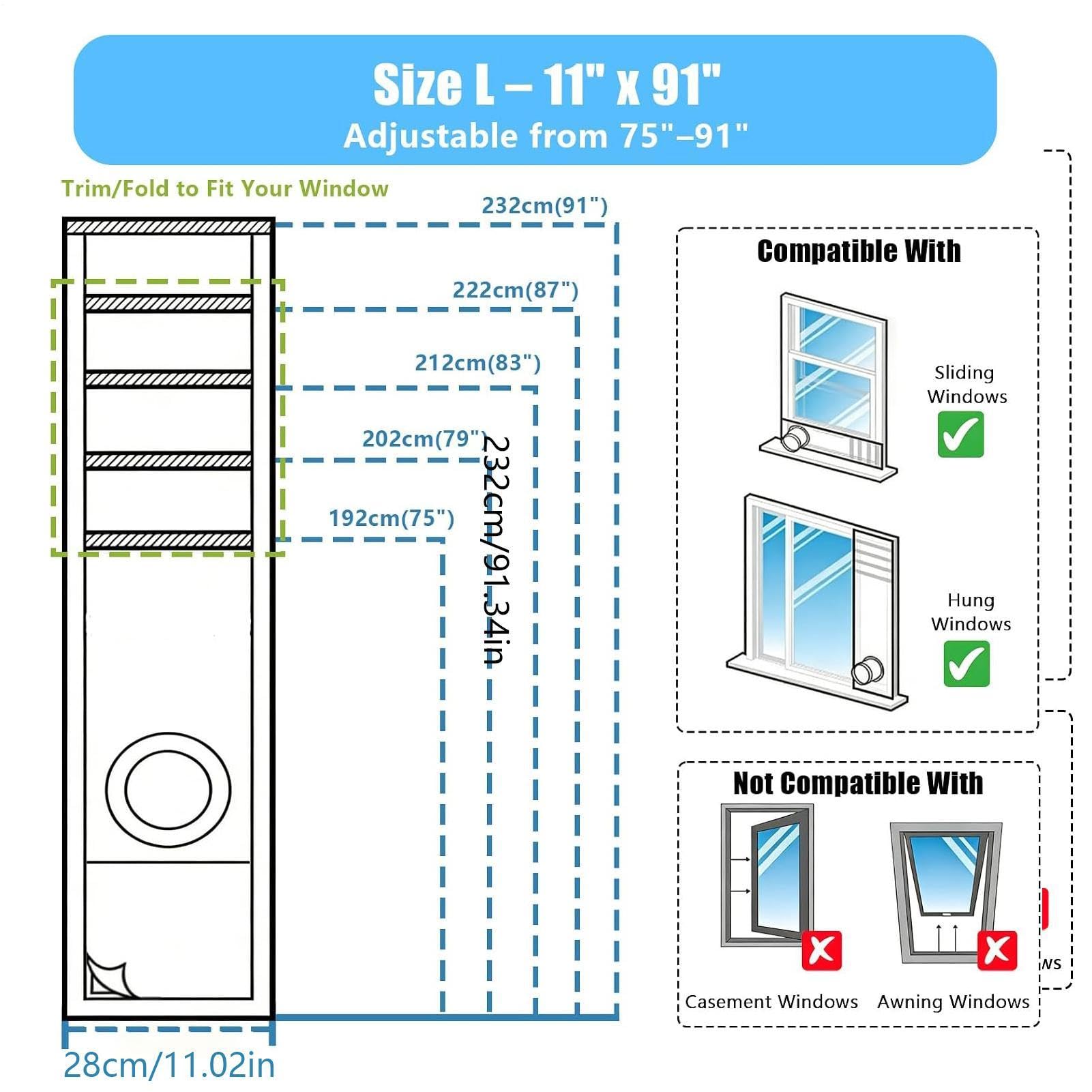 Guarnizione per finestra condizionatore portatile Ventilazione Finestra | Sigillo di Sfiato del Condizionatore Portatile per Casa, Ufficio, Soggiorno, Camera da , Studio