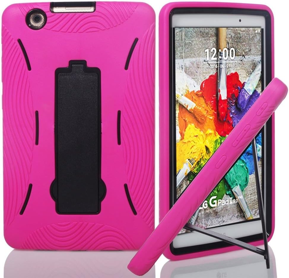 LG G Pad X 8.0 V521 Case, NFW} Premium Hybrid Drop Proof Armor Defender Full-body Protection Heavy Duty Kickstand Case for LG G Pad X 8.0 V521/G Pad III 8.0 V525 2016 (T-Mobile) (HVD Pink/Black)