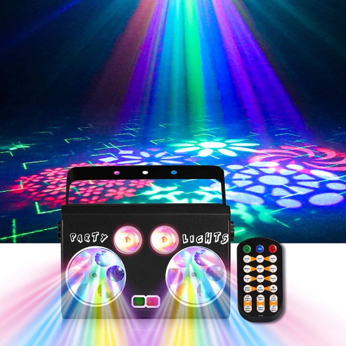 All in One Disco Lights LED Bühnenlichter DMX512, 16 Augen Strobe DJ Lichter, Sound Aktiviert, Party Dekoration für Geburtstag, Hochzeit, Events, Weihnachten, Halloween, Bar, Pub, Karaoke