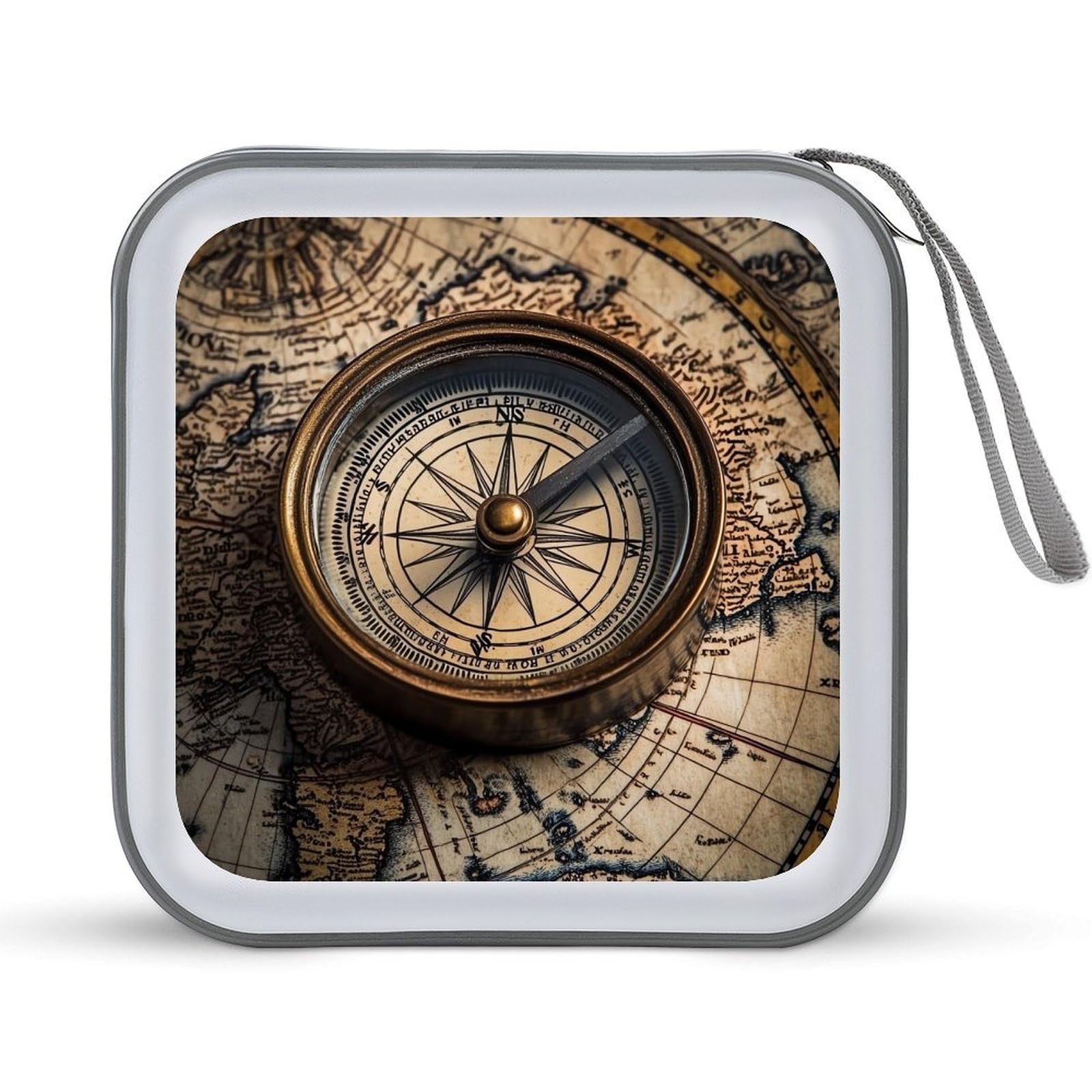 Nautical World Map Ocean Map CD Case Plastic DVD Case Holder Wallet Disc Storage Organizer for Car Travel