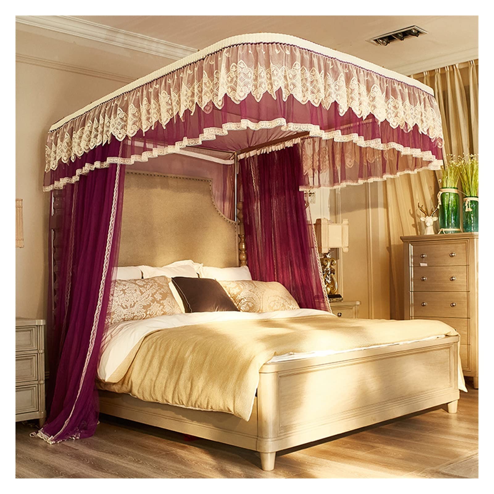 Moustiquaire lit de princesse auvent pour sol de chambre de fille douce