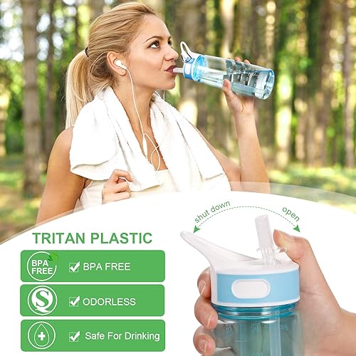 Miniatura 3 de JIMACRO Botella de agua, botella de agua BOTTLED JOY de 27.1 fl oz con popote y asa, sin BPA, botella de ingesta diaria de agua de 27 onzas con