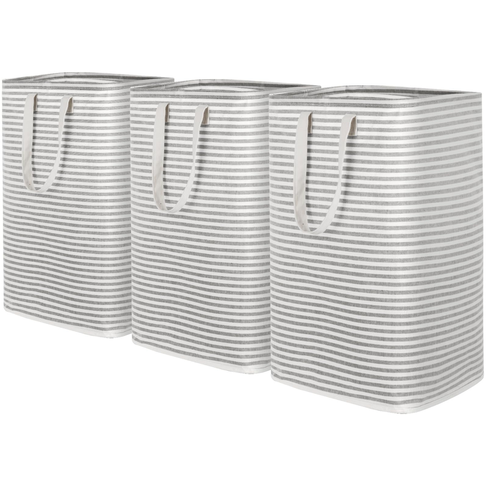 Lifewit Cesto Portabiancheria, Grande Cesta Portabiancheria Pieghevole con Manici Allungati, Portabiancheria Sporca, Laundry Basket per Vestiti, Asciugamani, Coperte, Grigio, 80 L, Set di 3