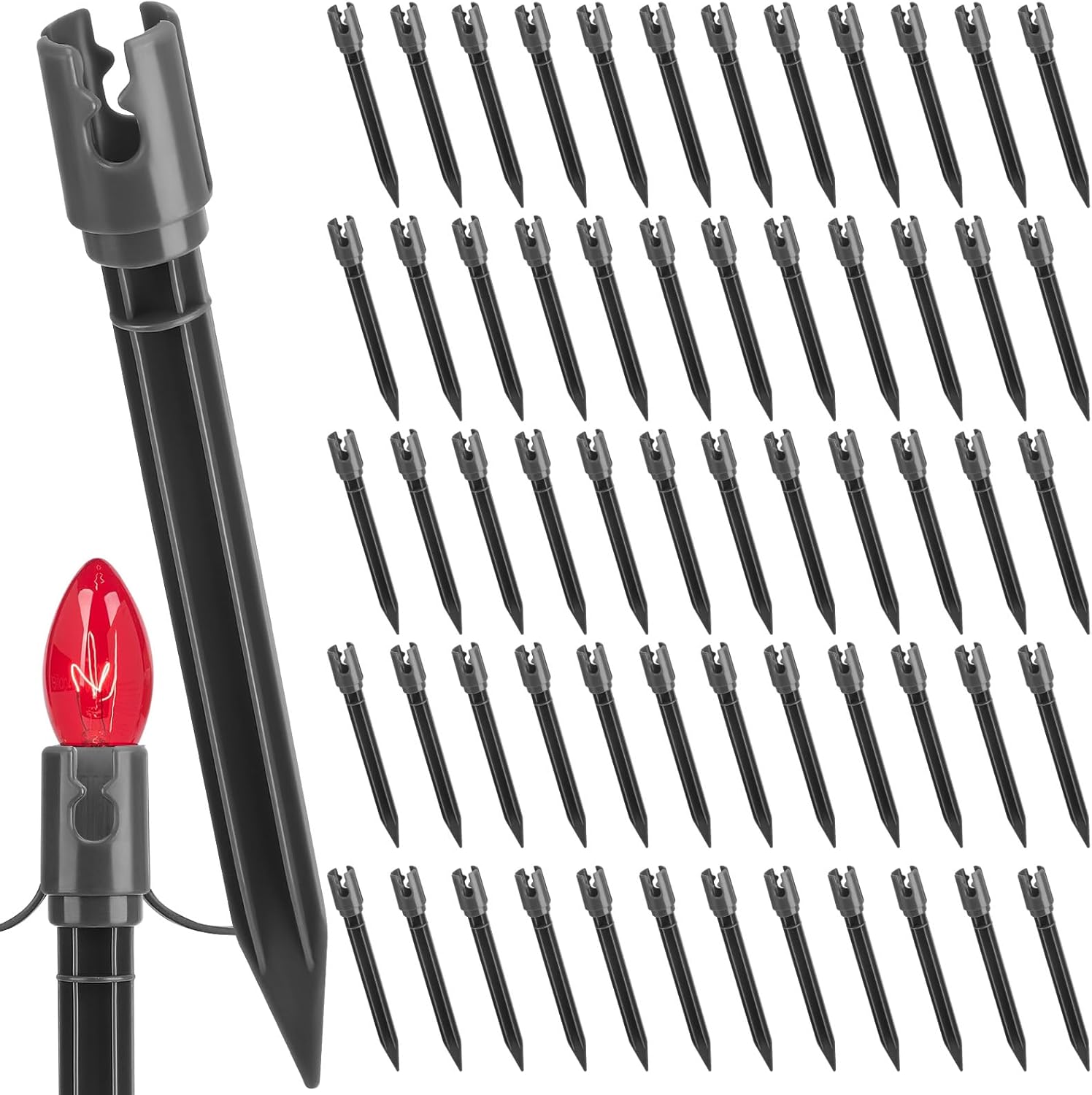 60 PCS 5 Inch Christmas Light Stakes Plastic Light Stake Yard Light Stakes for C7 C9 String Lights Holiday Universal Light Stakes for Christmas Decorations Garden Lawn