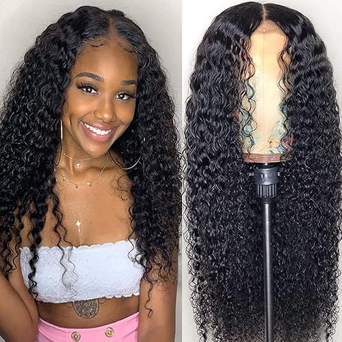 13x4 Curly Lace Front Wig Human Hair 150% Density Curly Wig Human Hair Pre Plucked HD Frontal Wigs Human Hair Deep Curly Wave Human Hair Wigs for Black Women with Baby Hair(22 Inch)