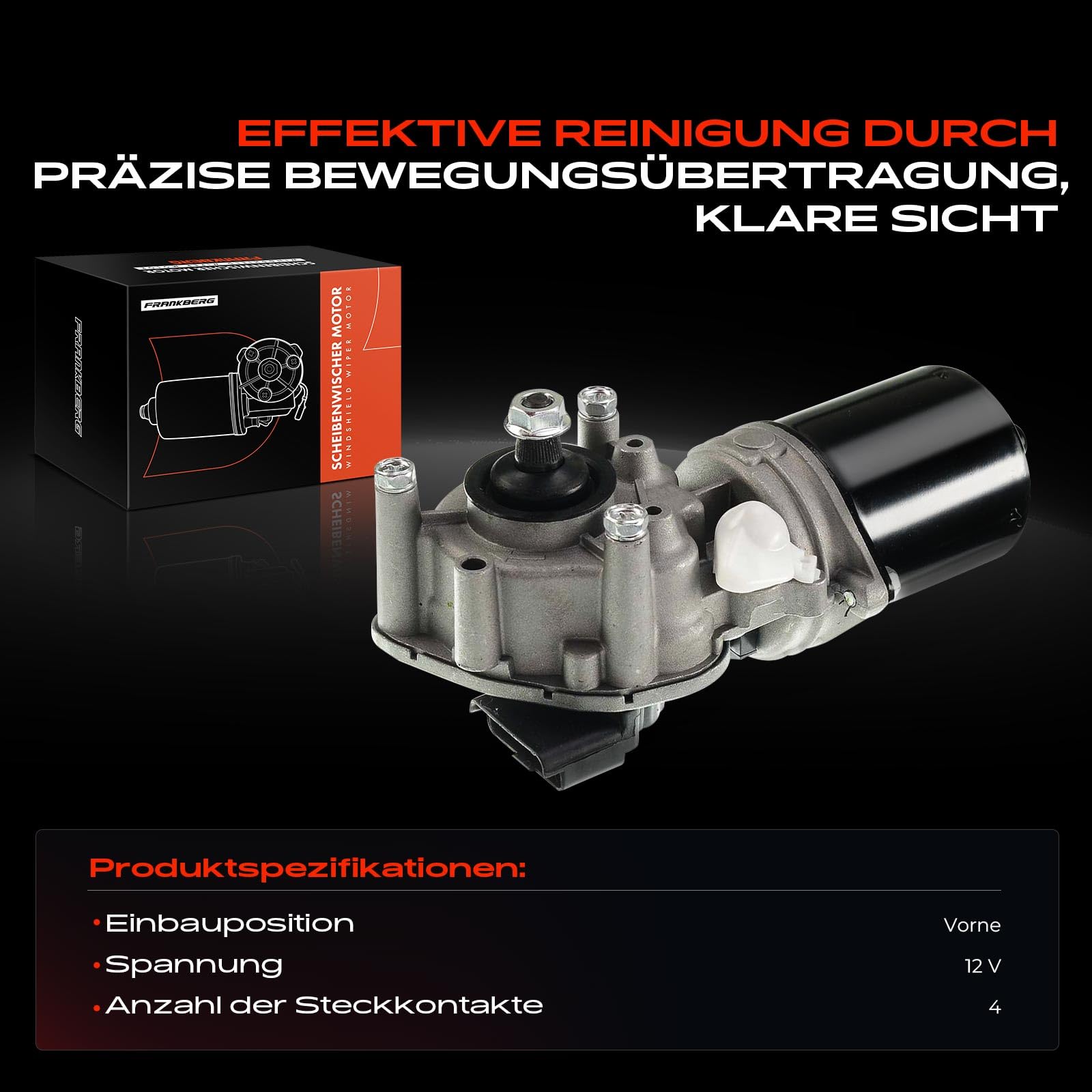 Frankberg 1x Wischermotor Scheibenwischermotor 4-Polig Vorne Links oder Rechts Kompatibel mit Grand Scénic II JM0/1 1.5L-2.0L 2004-2019 Scénic II JM0/1 1.4L-2.0L 2003-2015 Replace# 7701056003